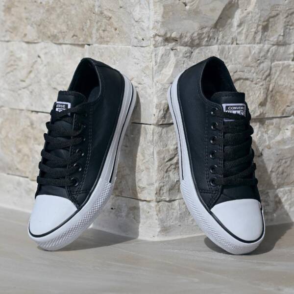 All Star Black & White Leather Sneakers